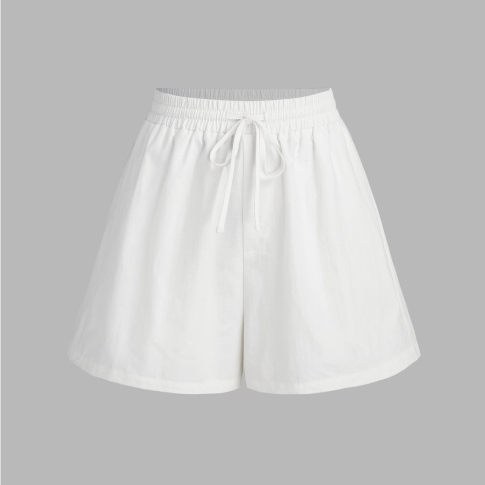 Cider Knotted Elastic Waist Shorts - White Size Medium